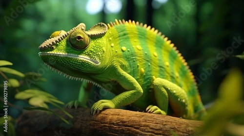 green iguana on a branch