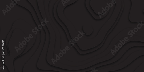 Abstract paper cut style design. Geometric layered curve line black vector, realistic papercut decoration textured with wavy layers. 3d topography relief. Vector topographic illustration. photo