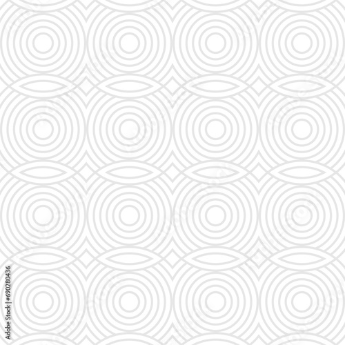 Seamless trendy pattern of circles and arcs  geometric white shapes for textiles and wallpaper. Festive Christmas pattern on a gray background.