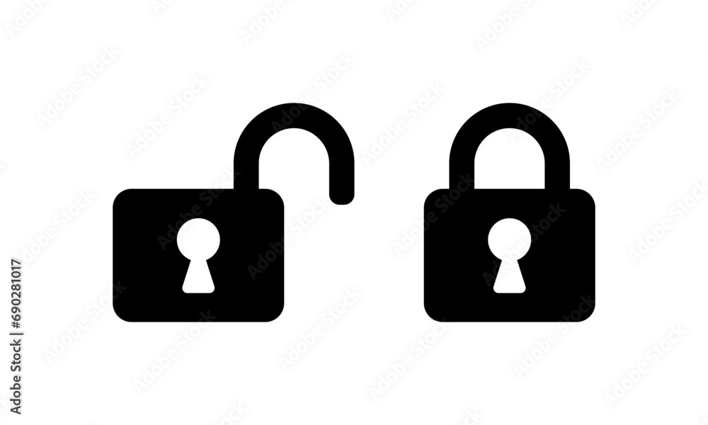 Lock icons. Open and closed locks. Vector padlock icon set, simple illustrations. Lock icons. Open and closed locks. Vector padlock icon set, simple illustrations.
