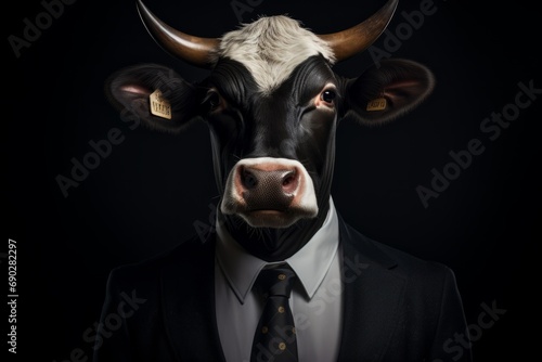 Anthropomorphic Cow in a Suit