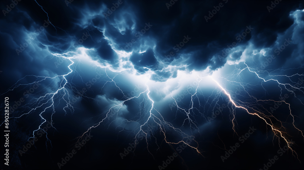 Strike of lightning on dark, futuristic light background. Strike of lightning on dark, futuristic light background.
