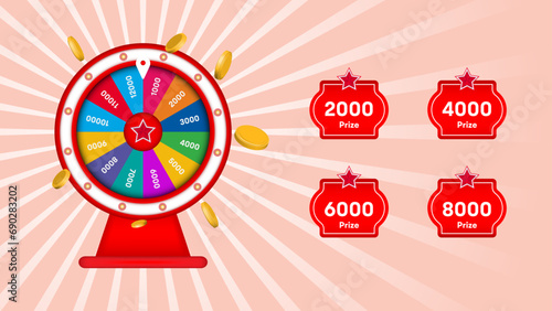 Lucky Spin with cash prize labels 