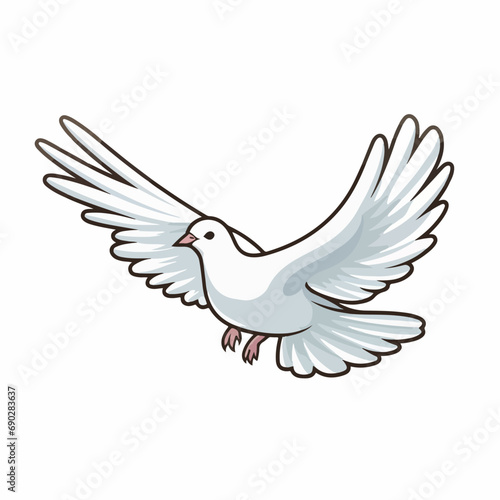 dove flat vector illustration. dove hand drawing isolated vector illustration