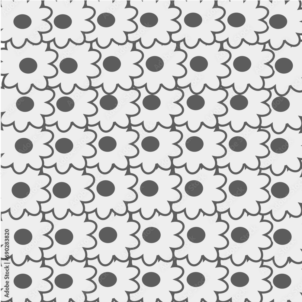 Simple black and white floral pattern. Simple black and white floral pattern.