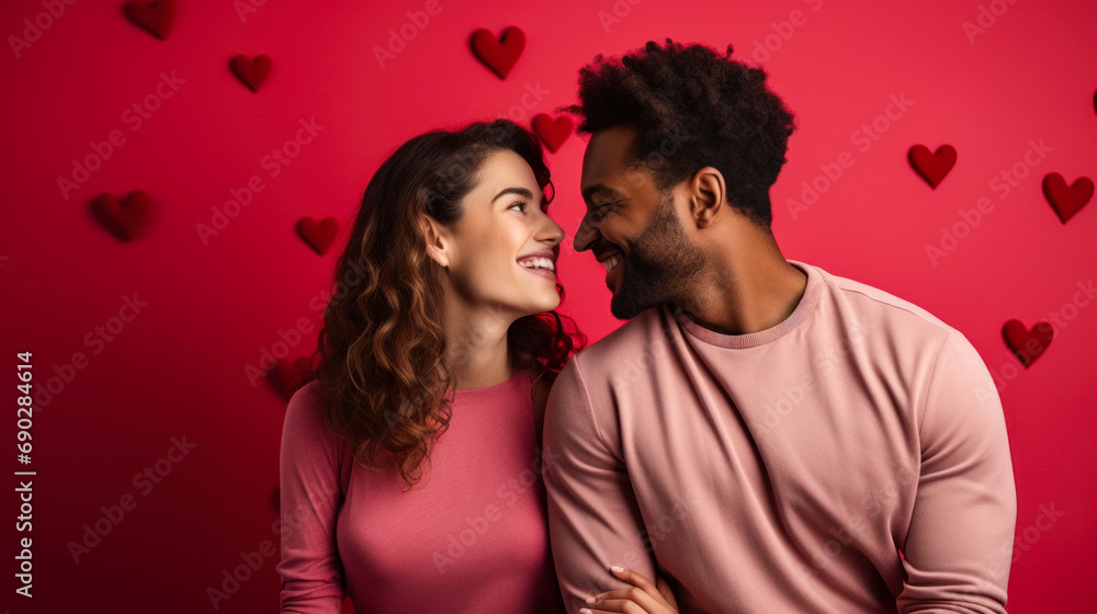 Romantic bond moment between two lovers during San Valentine's Day Romantic bond moment between two lovers during San Valentine's Day
