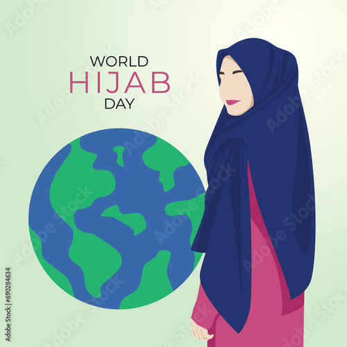 Flyers honoring World Hijab Day or promoting associated events might include vector graphics highlighting the occasion. design of flyers, celebratory materials.
