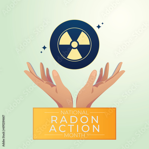 Flyers honoring National Radon Action Month or events connected to it can feature vector pictures regarding the month-long campaign. design of flyers, celebratory materials.
