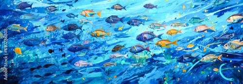 Underwater world. Underwater world. Marine life. Panorama. banner