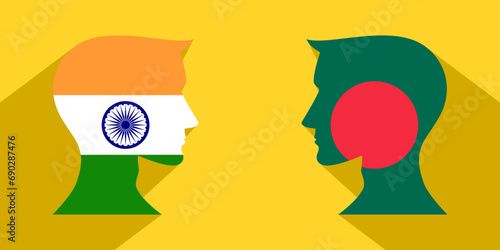 face to face concept. india vs bangladesh. vector illustration