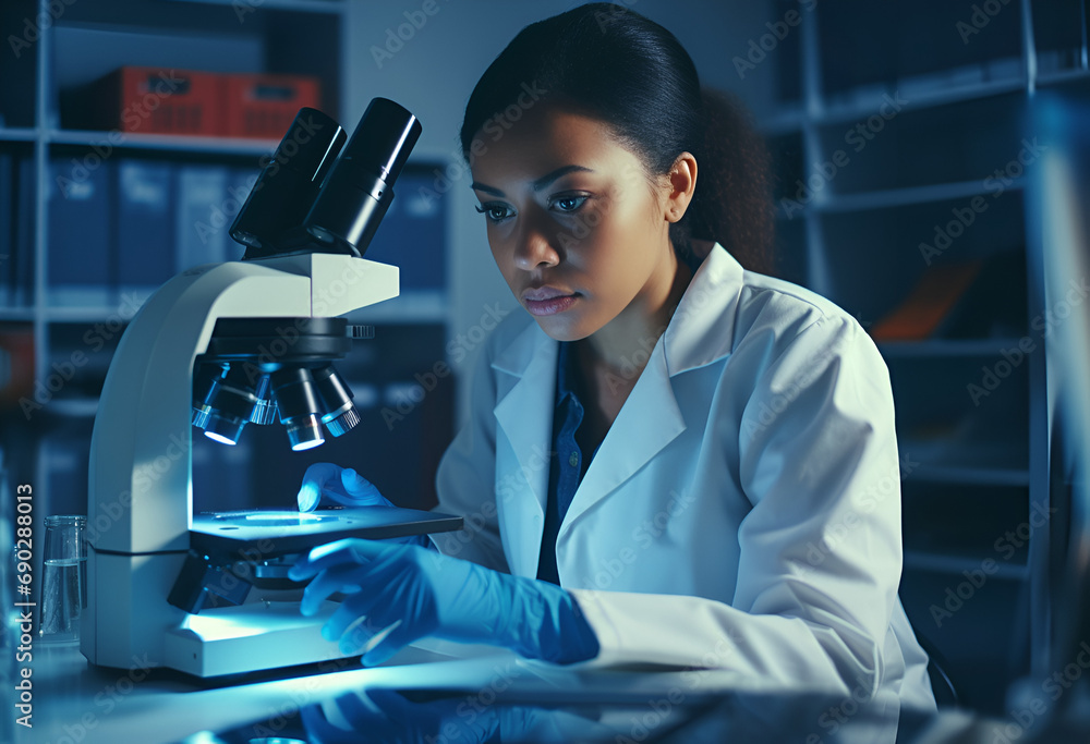 Medical Science Laboratory: Portrait of Beautiful Black Scientist ...