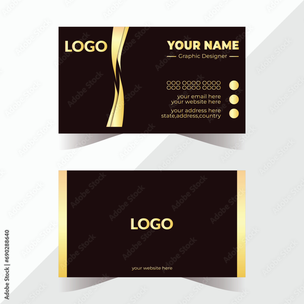 Business Card Layout With Golden Gradient creative design. Business Card Layout With Golden Gradient creative design.
