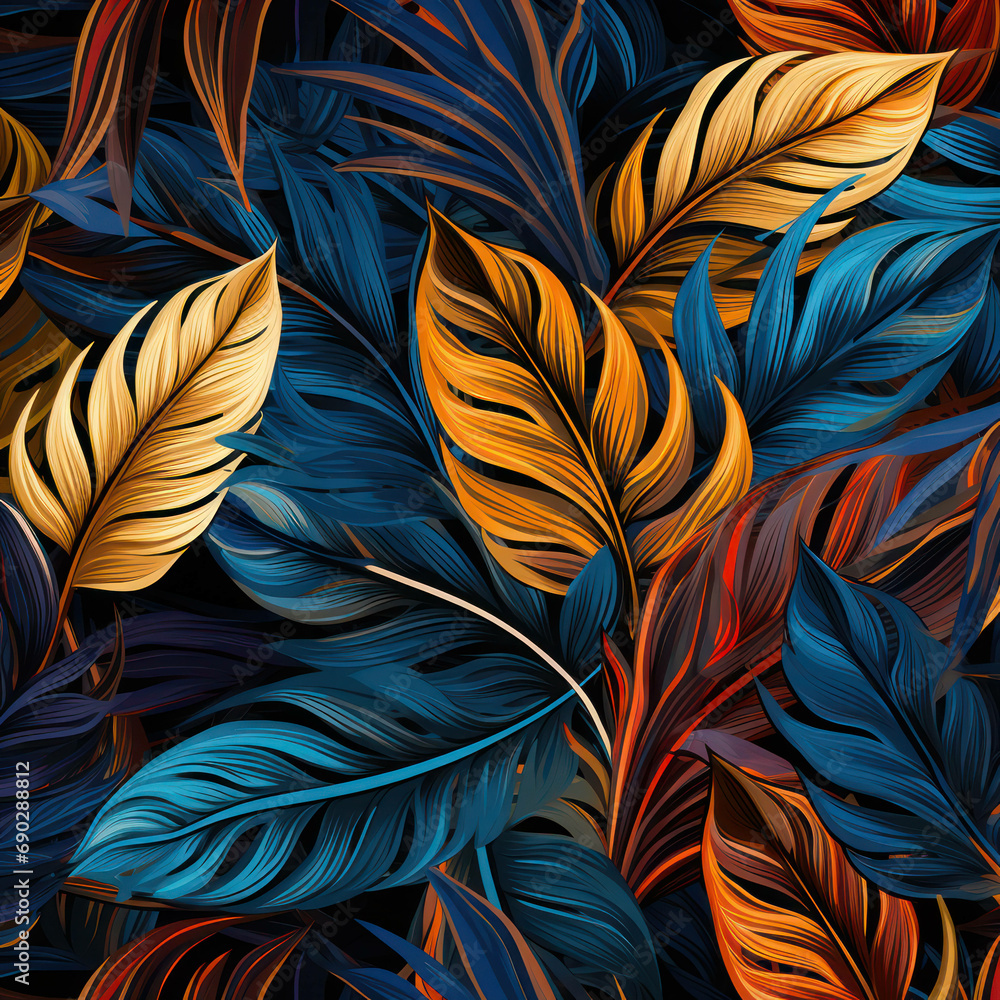 Illustration jungle background design pattern exotic texture seamless leaves background wallpaper decorative nature