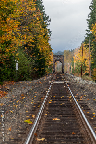 Train tracks on a fall day