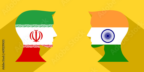 face to face concept. iran vs india. vector illustration