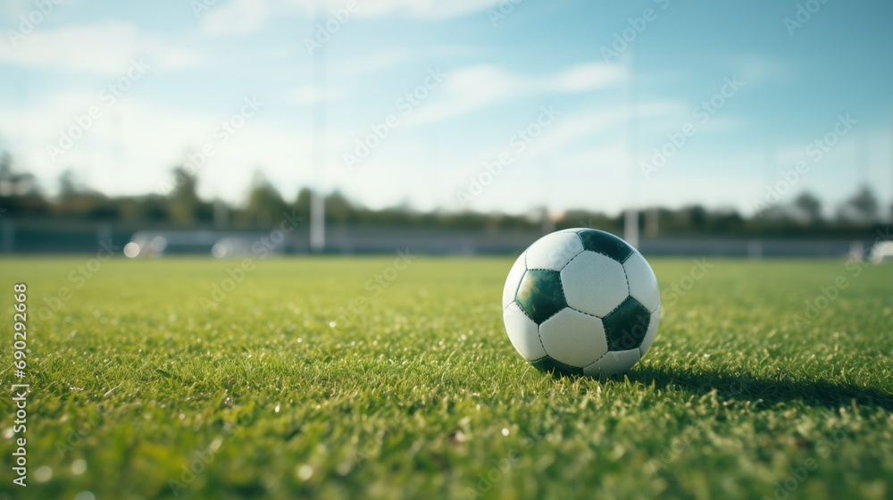 Obraz premium soccer football on grass pitch field
