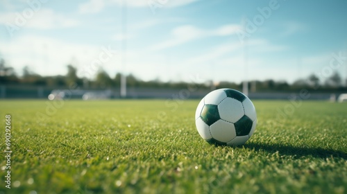 soccer football on grass pitch field © Layerform