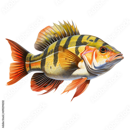Peacock bass isolated on white or transparent background