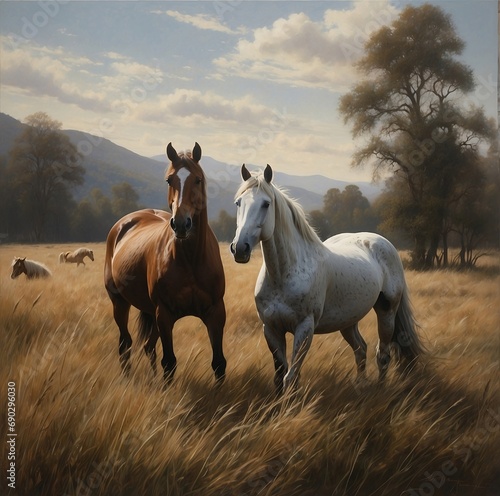 horses on the meadow © osama