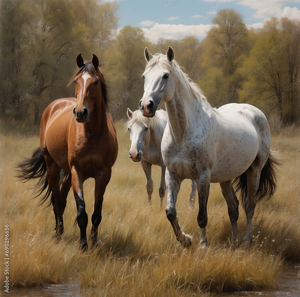 Fototapeta premium horse and foal