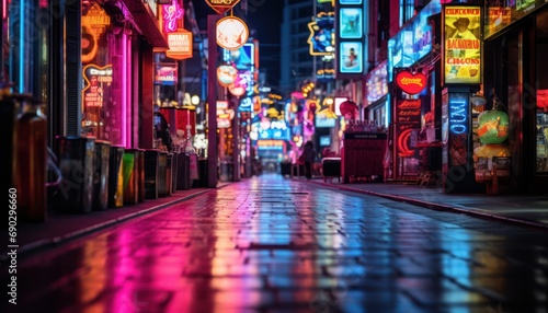 City Streets Illuminated by Vibrant Neon Signs © Anna