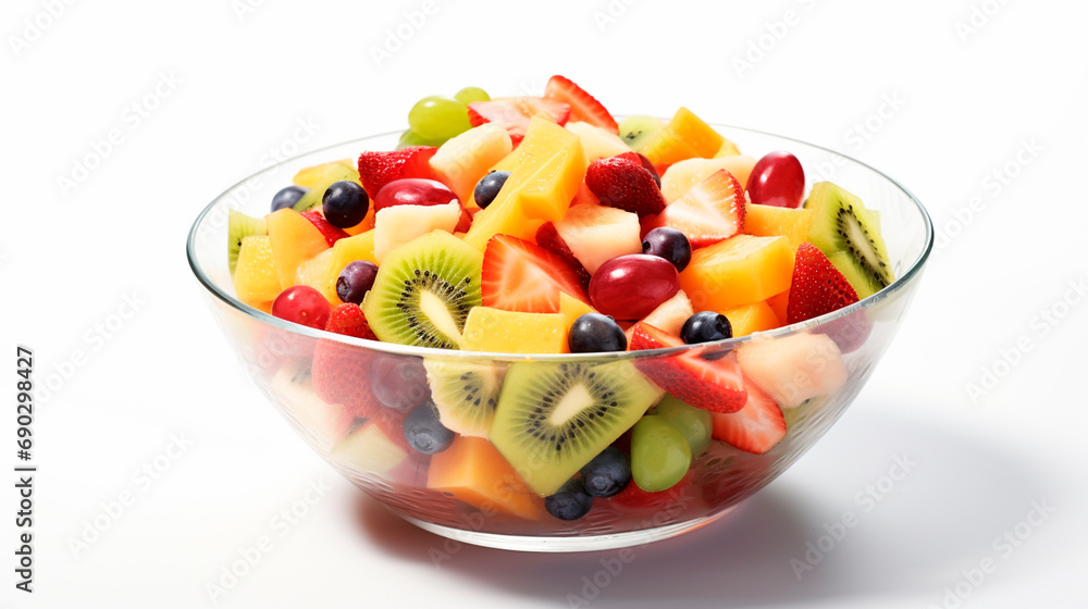 Fruit salad isolate on a white background. Selective focus.