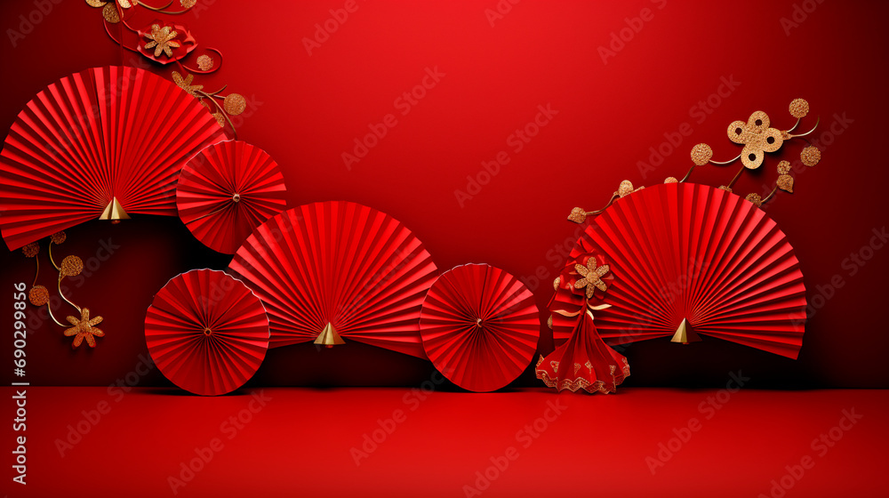 Beautiful Chinese red background. Selective focus.