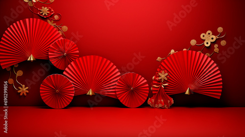 Beautiful Chinese red background. Selective focus.