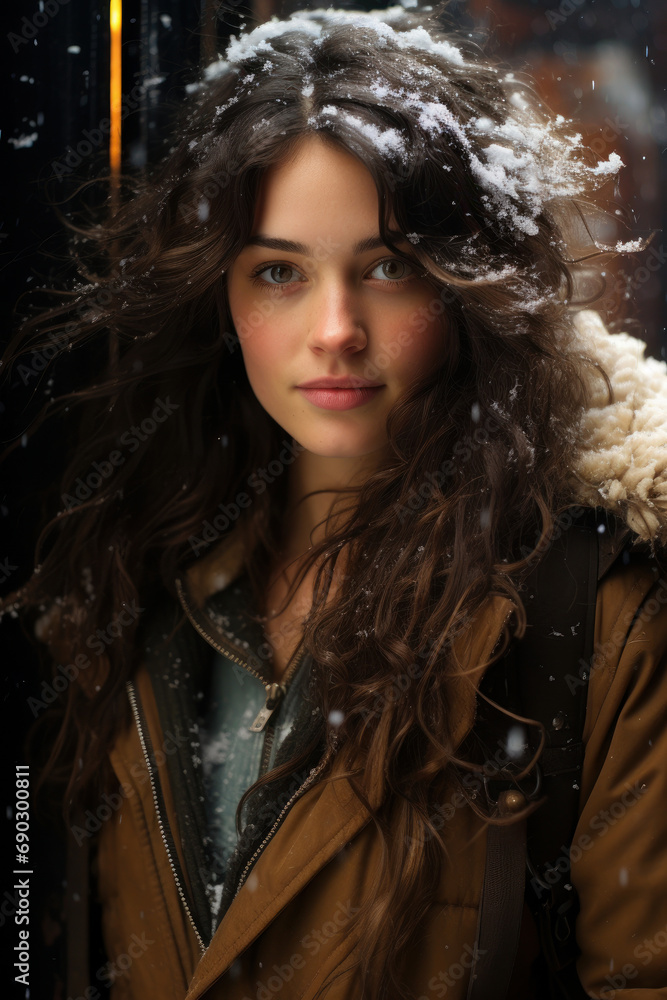 Young elegant blonde hair woman, wearing casual and winter background. Young elegant blonde hair woman, wearing casual and winter background.