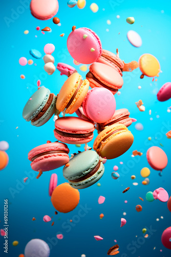 Splash of colorful macaroons. Selective focus. © Erik