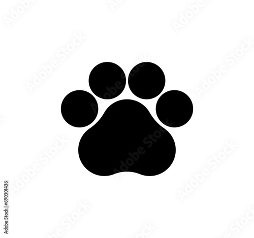 Paw icon. Cat, dog paw icon. Zoo, vet logo element. Paw print vector symbol.