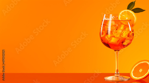 Aperol Spitz cocktail in a glass. Selective focus.