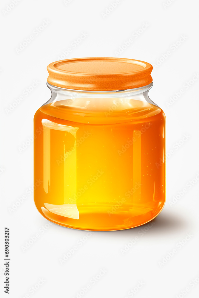 Honey in a jar isolate on a white background. Selective focus. Honey in a jar isolate on a white background. Selective focus.