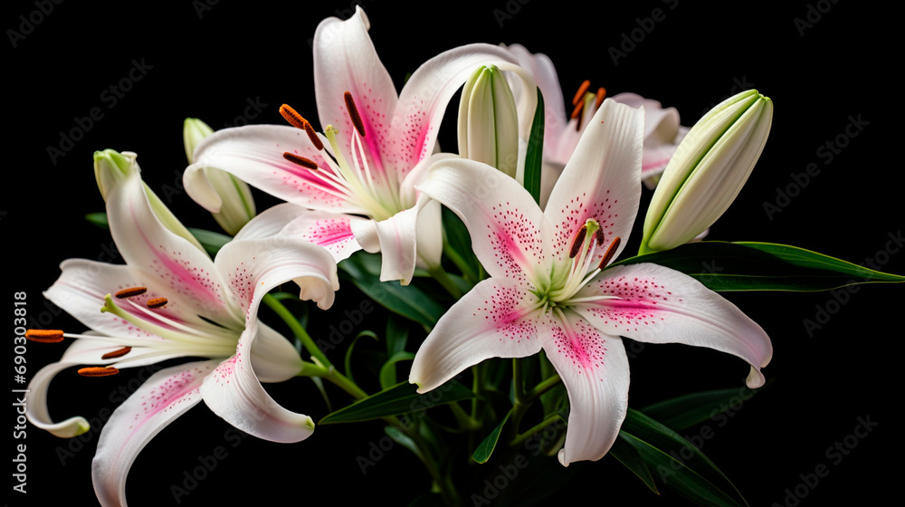 Fototapeta premium Lily flowers close up. Selective focus.