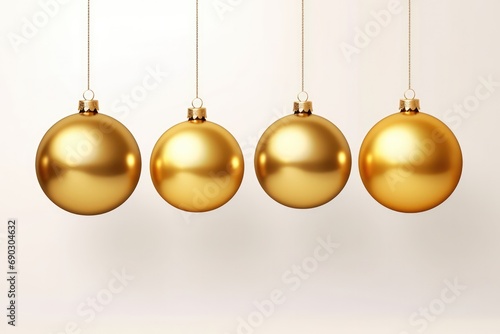 Realistic Golden Christmas Baubles, Festive Glass Ornaments