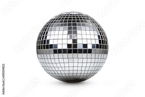Silver Disco Mirror Ball On White Background