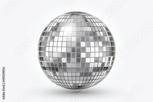 Silver Disco Mirror Ball On White Background