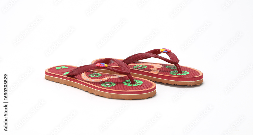 colorful eva ladies flip-flops pairs isolated on white background colorful eva ladies flip-flops pairs isolated on white background