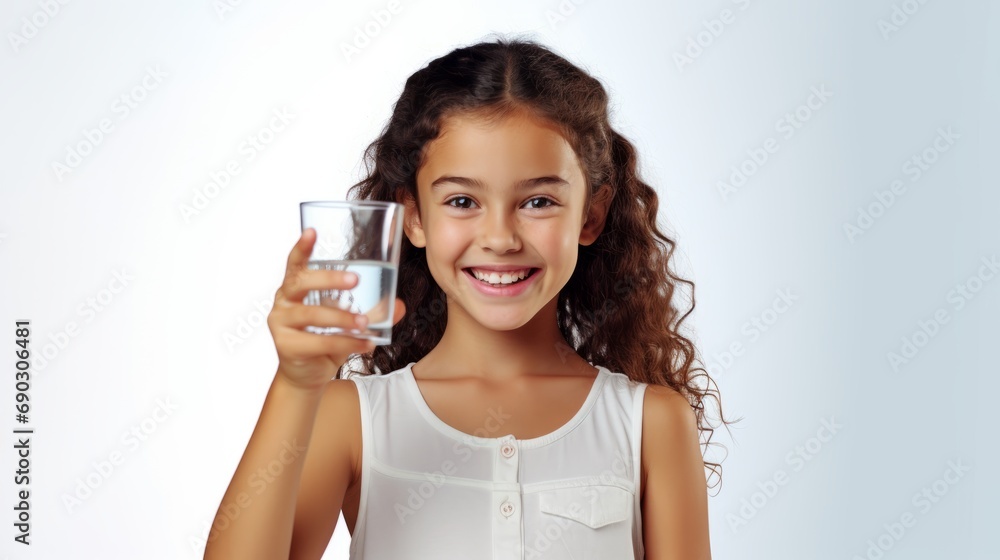 A beautiful girl with a smile on her face is holding a glass of water. A beautiful girl with a smile on her face is holding a glass of water.