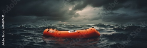 Rough Sea with Capsized Lifeboat photo