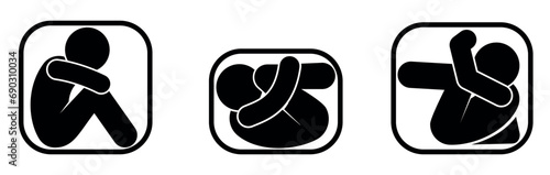 man in box icon, trapped, stick figure illustration, people hidden