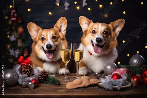 Dogs Celebrating Christmas Or New Year Cute Concept © Anastasiia