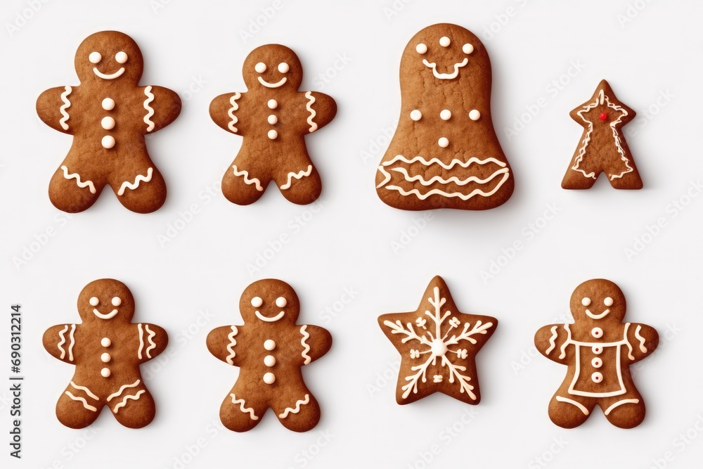 Gingerbread And Cookie Figures On White Background Gingerbread And Cookie Figures On White Background