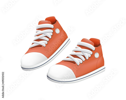 3D sneakers iocn. Sport shoes, sneaker, hiking footwear and other shoes for training. Men's and women's footwear. 3D cartoon sneakers Vector illustration. All elements are isolated