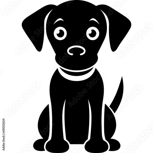 dog puppy silhouette dachshund single icon black vector