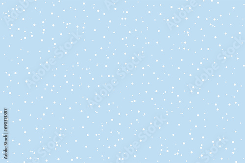 White snow falling on sky blue background seamless pattern. Flat style snowfall repeating texture for christmas greeting card or banner.  photo