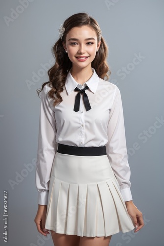 beautiful teenage girl in school uniform