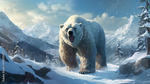 a snow bear in mountains