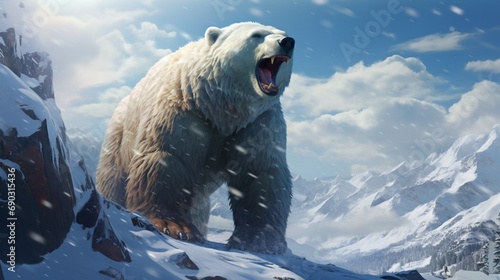 a snow bear in mountains