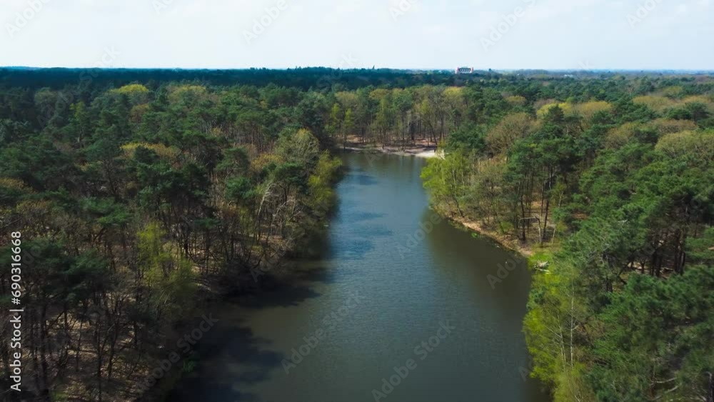 Aerial View Over a Trees, Island and River. Kaatsheuvelse IJsbaan Aerial View Over a Trees, Island and River. Kaatsheuvelse IJsbaan